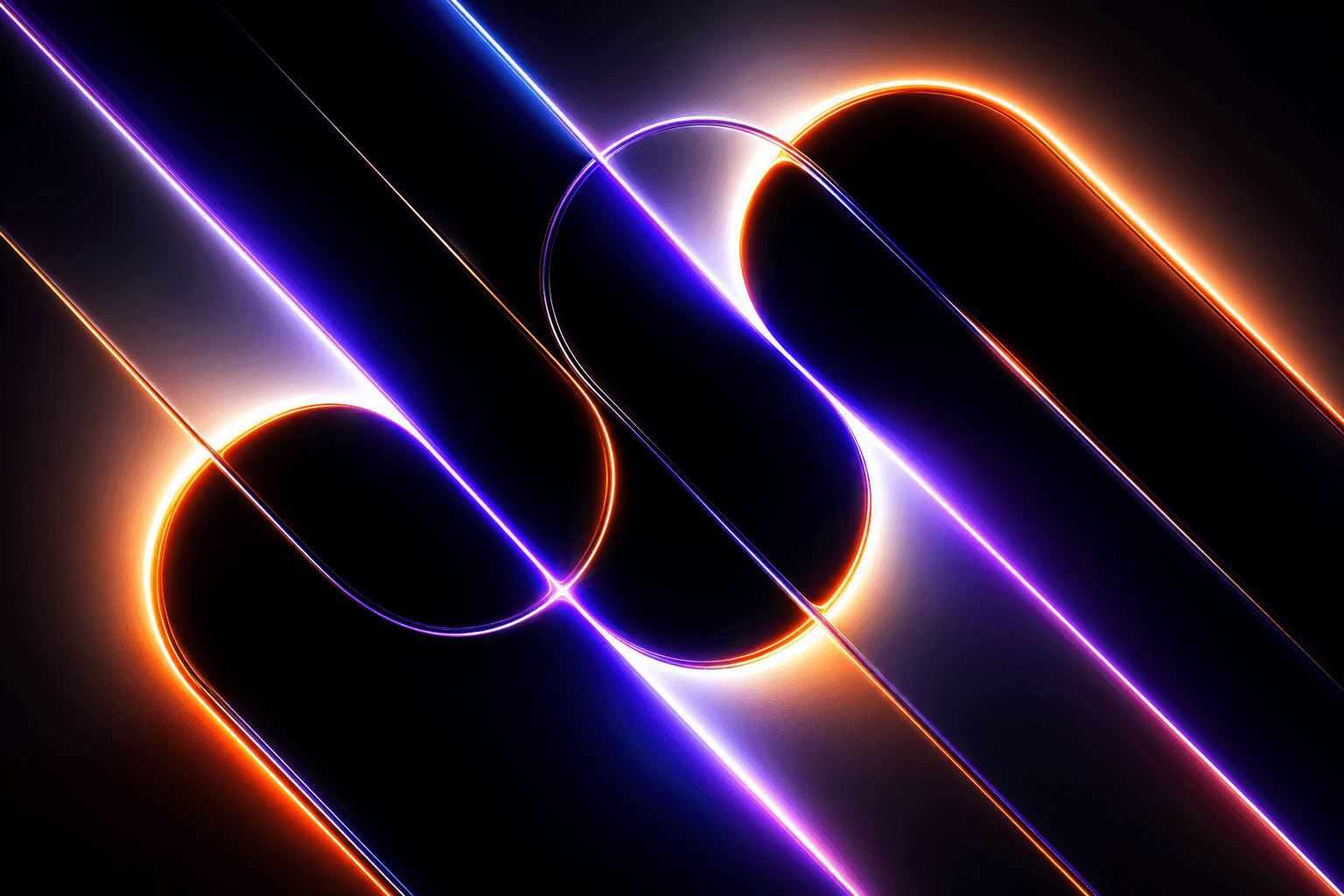 Interlocking glowing loops representing two business systems connected together