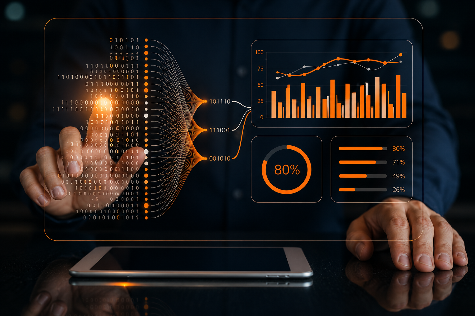 Digital analytics interface turning data into business metrics