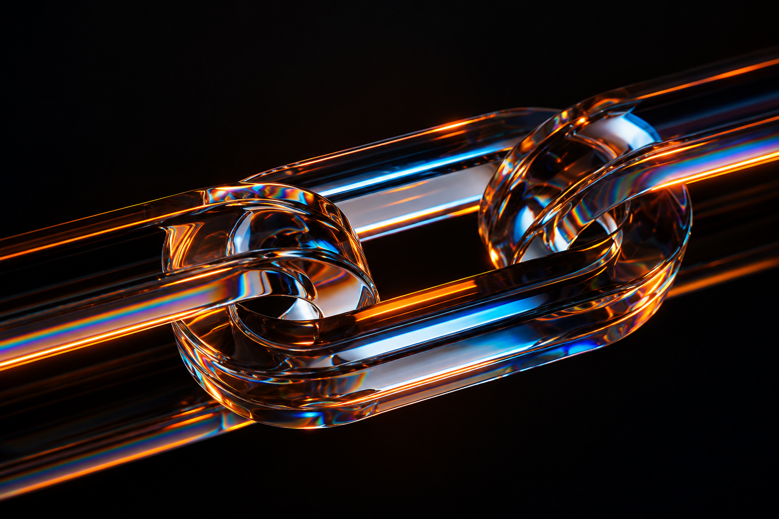 Connected glass links representing integrated freight and logistics workflows